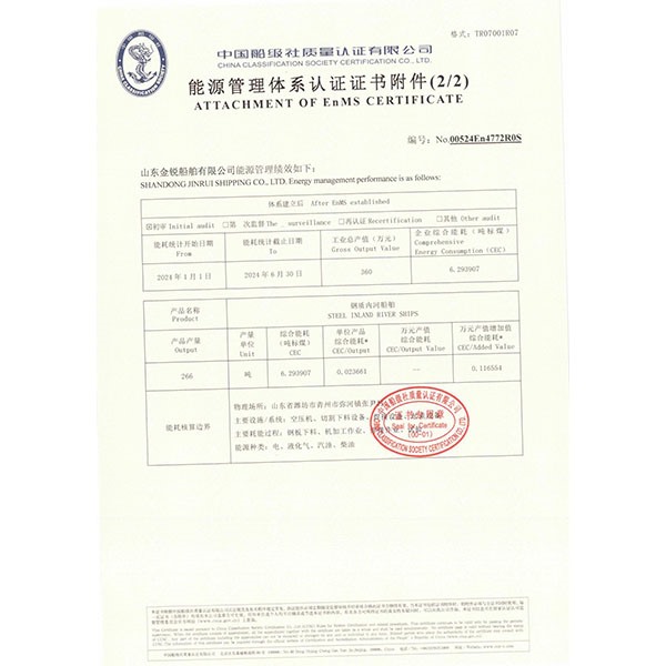 能源管理體系認(rèn)證證書附件(2/2)