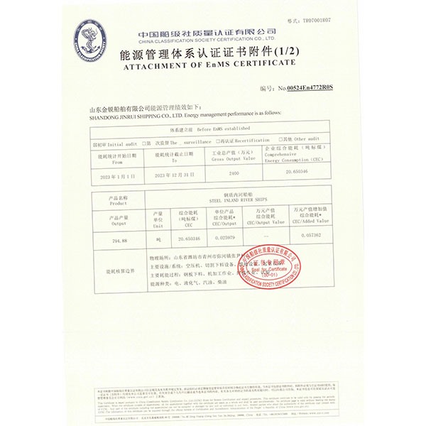 能源管理體系認(rèn)證證書附件(1/2)